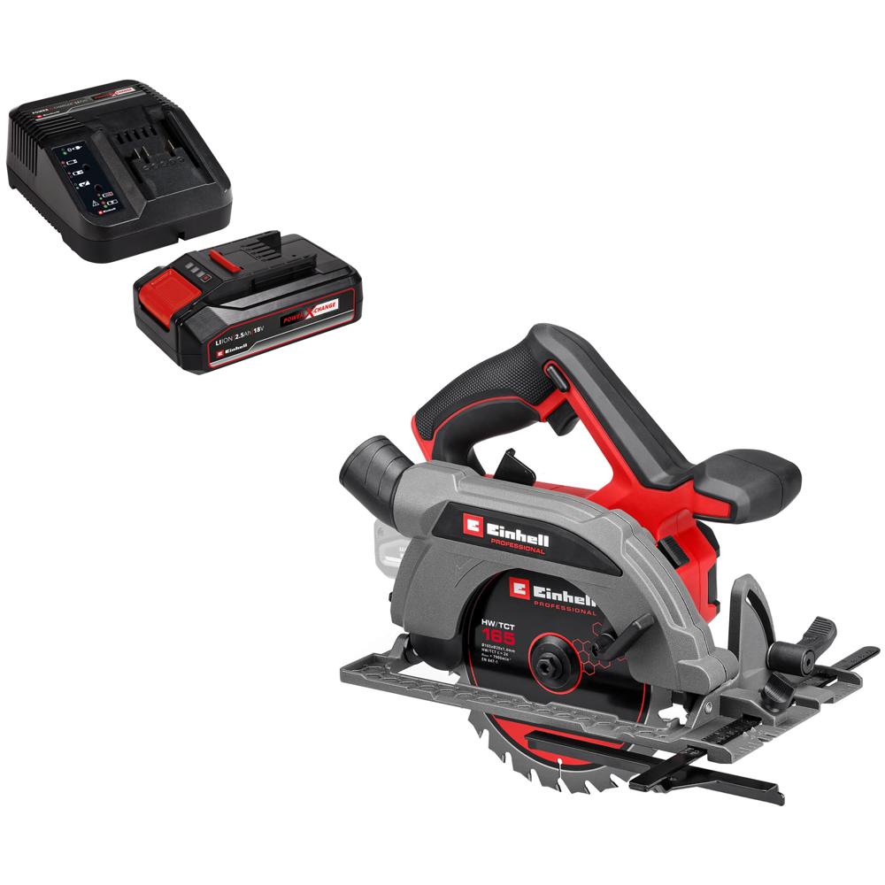Einhell Professional TP-CS 18/165 Li BL 18v Cordless Brushless Circular Saw 165mm 1 x 2.5ah Li-ion Charger No Case