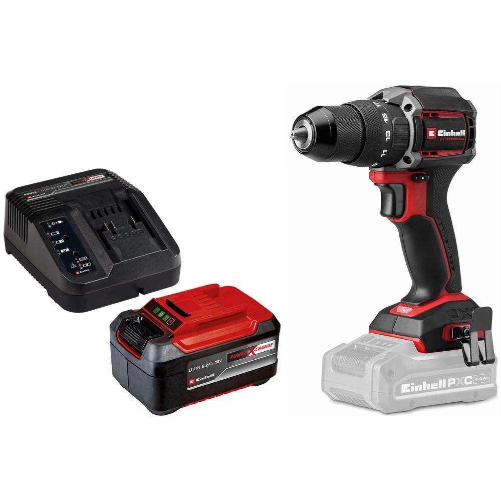 Einhell Professional TP-CD 18/70-C Li-I BL 18v Cordless Brushless Combi Drill 1 x 5.2ah Plus Li-ion Charger No Case