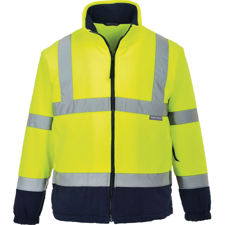 Image of Portwest 2 Tone Hi Vis Fleece Jacket Yellow / Navy XL