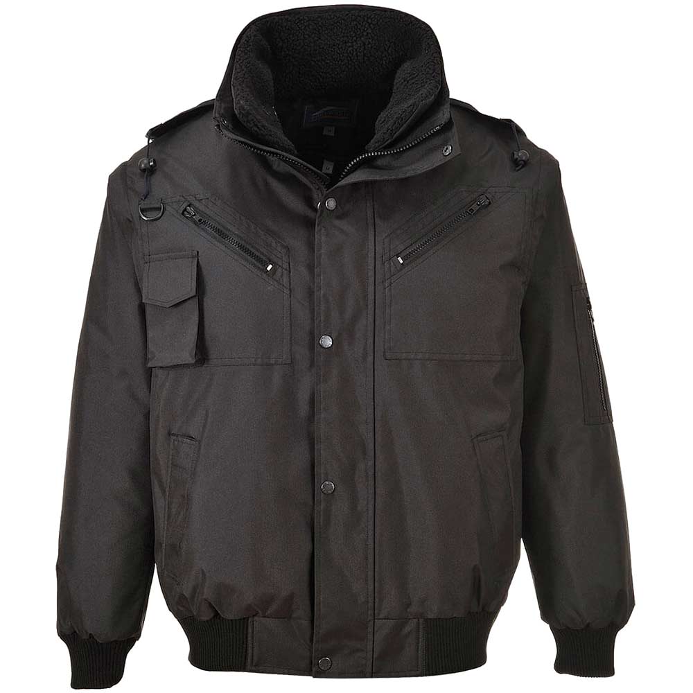 Oxford Weave 300D 4 in 1 Waterproof Bomber Jacket Black XL