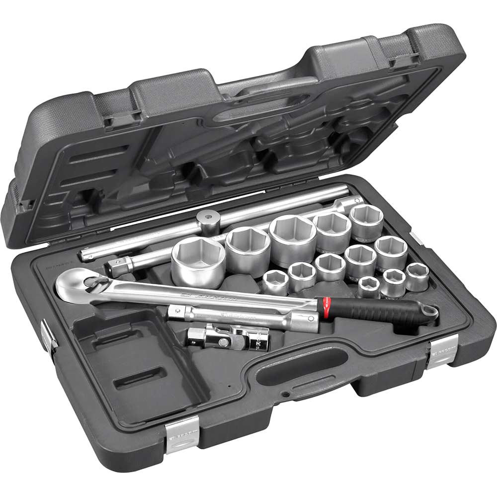 Facom 18 Piece 3/4" Drive Dust Proof Ratchet and Hex Socket Set Metric 3/4