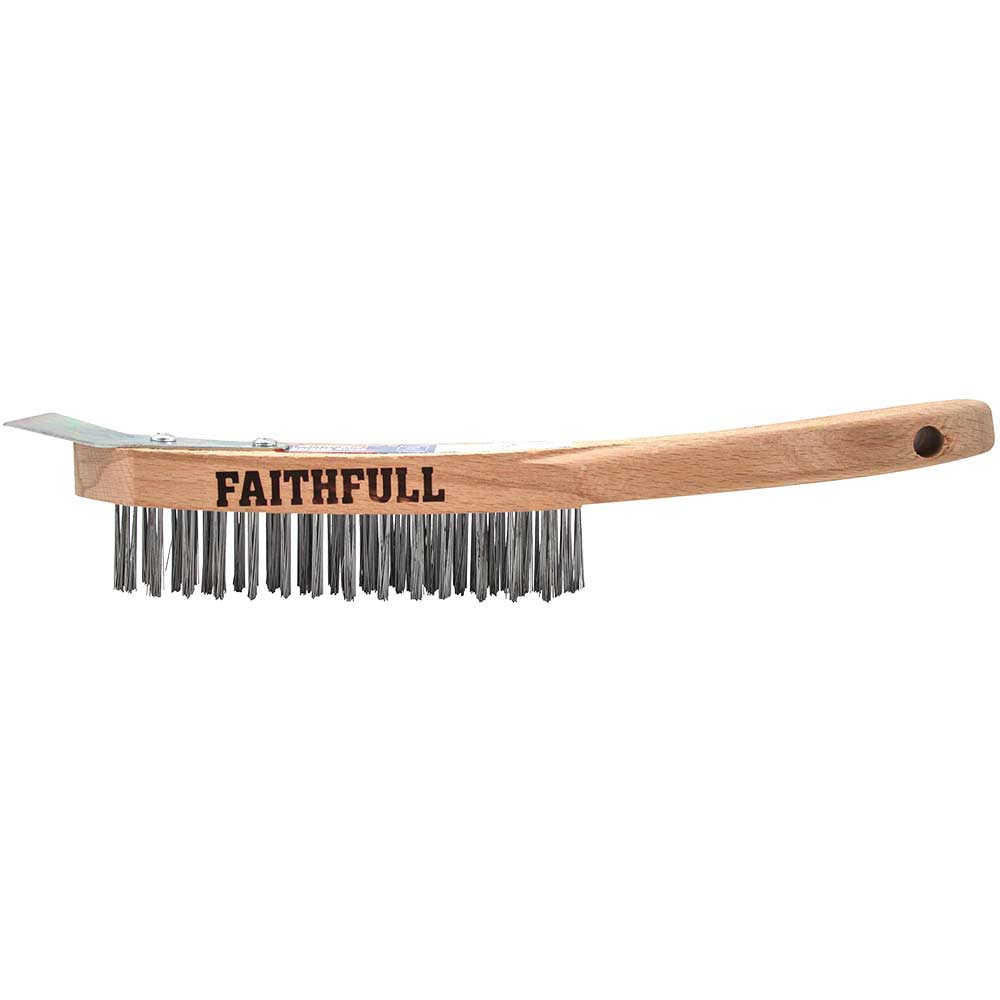 Faithfull Heavy Duty Wire Scratch Brush and Scraper 4 Rows