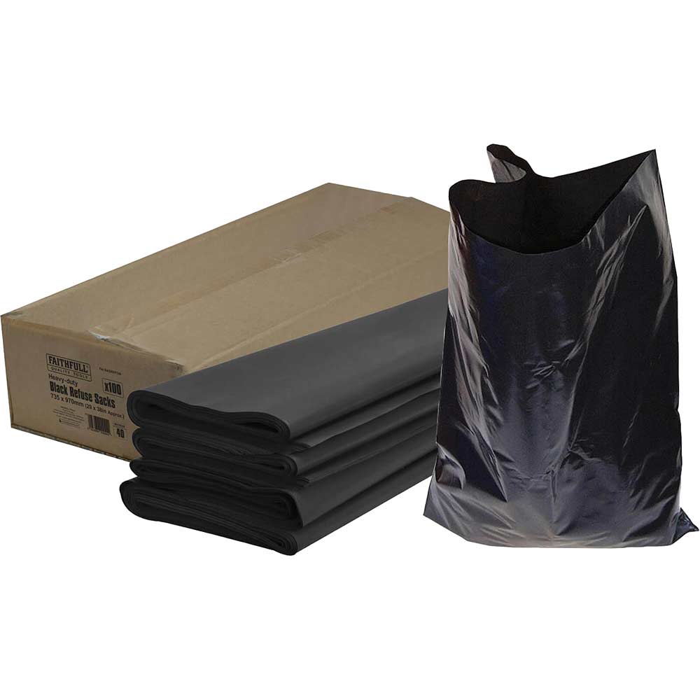 Image of Faithfull Heavy Duty Black Rubbish Sacks Pack of 100