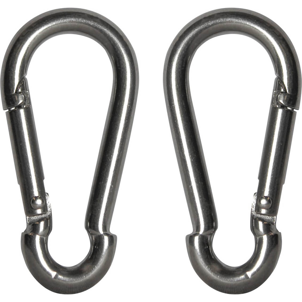 Image of Faithfull Stainless Steel Fire Brigade Snap Hook Carabiner 6mm Pack of 2