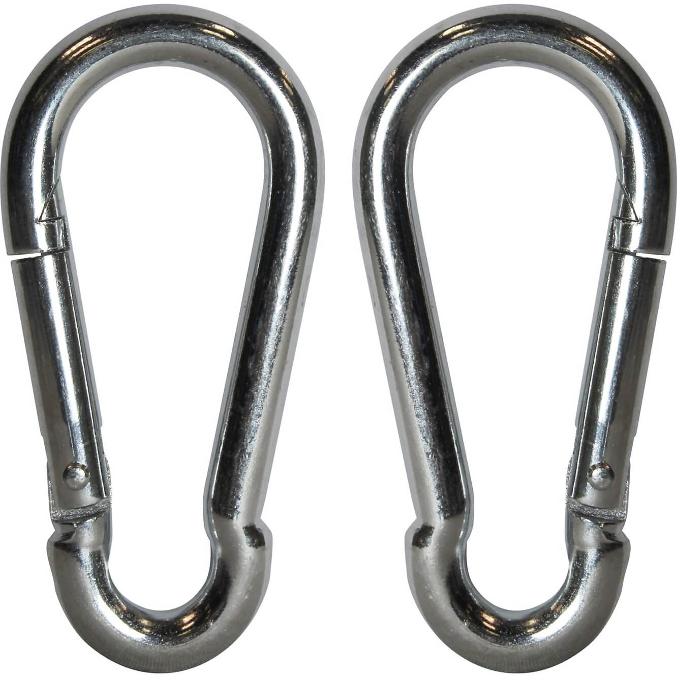 Image of Faithfull Zinc Plated Fire Brigade Snap Hook Carabiner 8mm Pack of 2