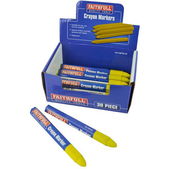 Image of Faithfull Marker Crayons Yellow pack of 30