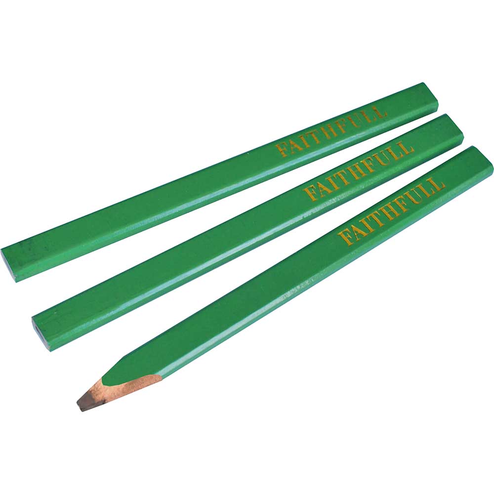 Image of Faithfull Hard Carpenters Pencils Green Pack of 3