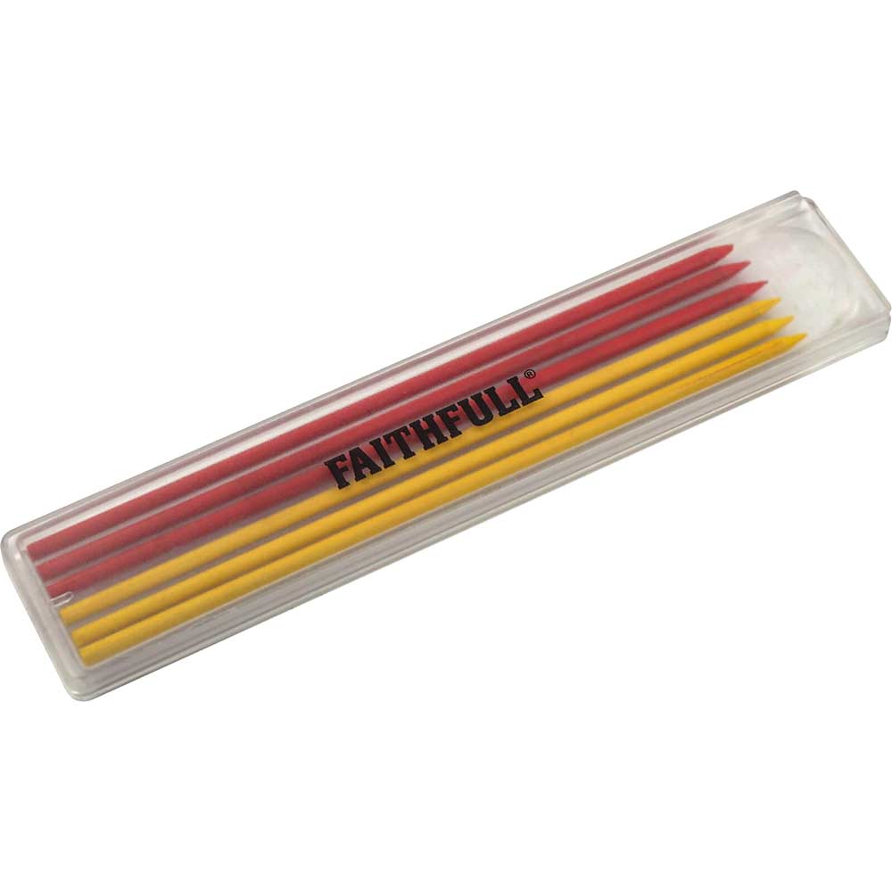 Faithfull CPLR Long Reach Pencil Marker Refills Red / Yellow Pack of 6