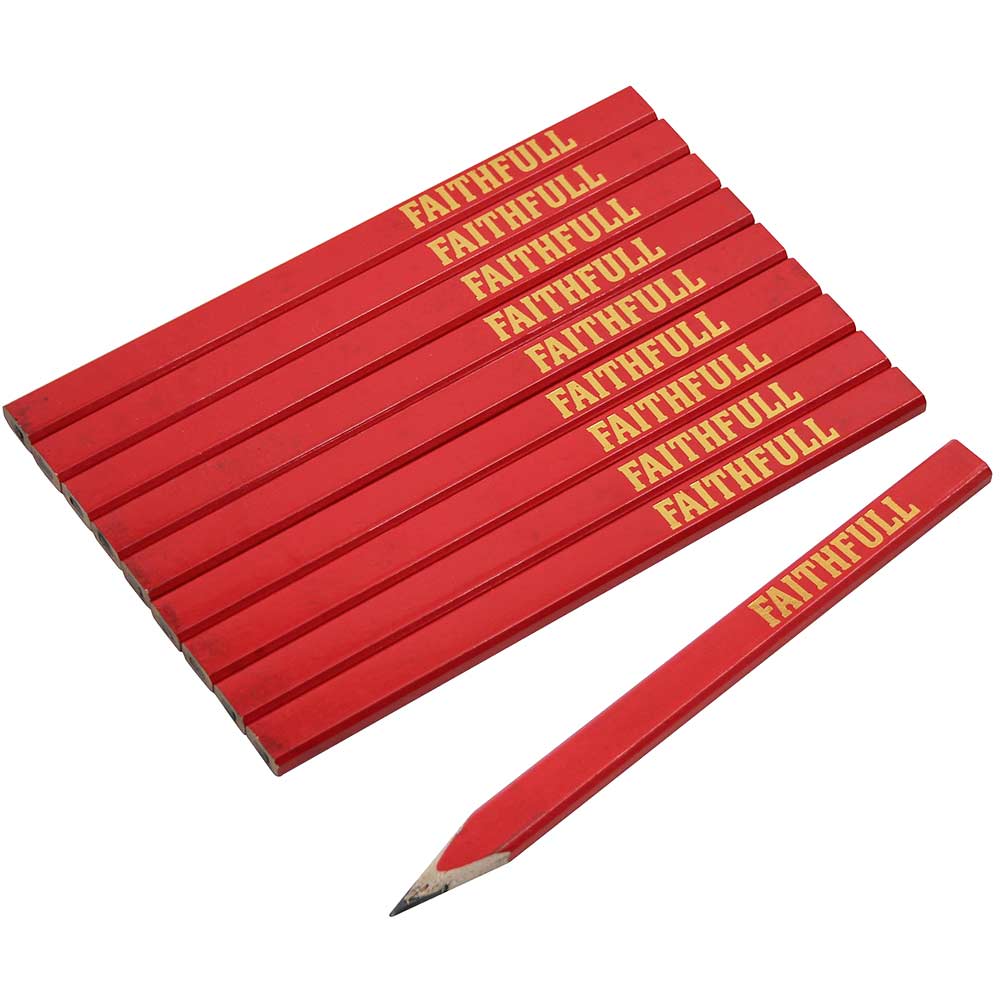 Faithfull FSC Certified Carpenters Pencils Red Pack of 10