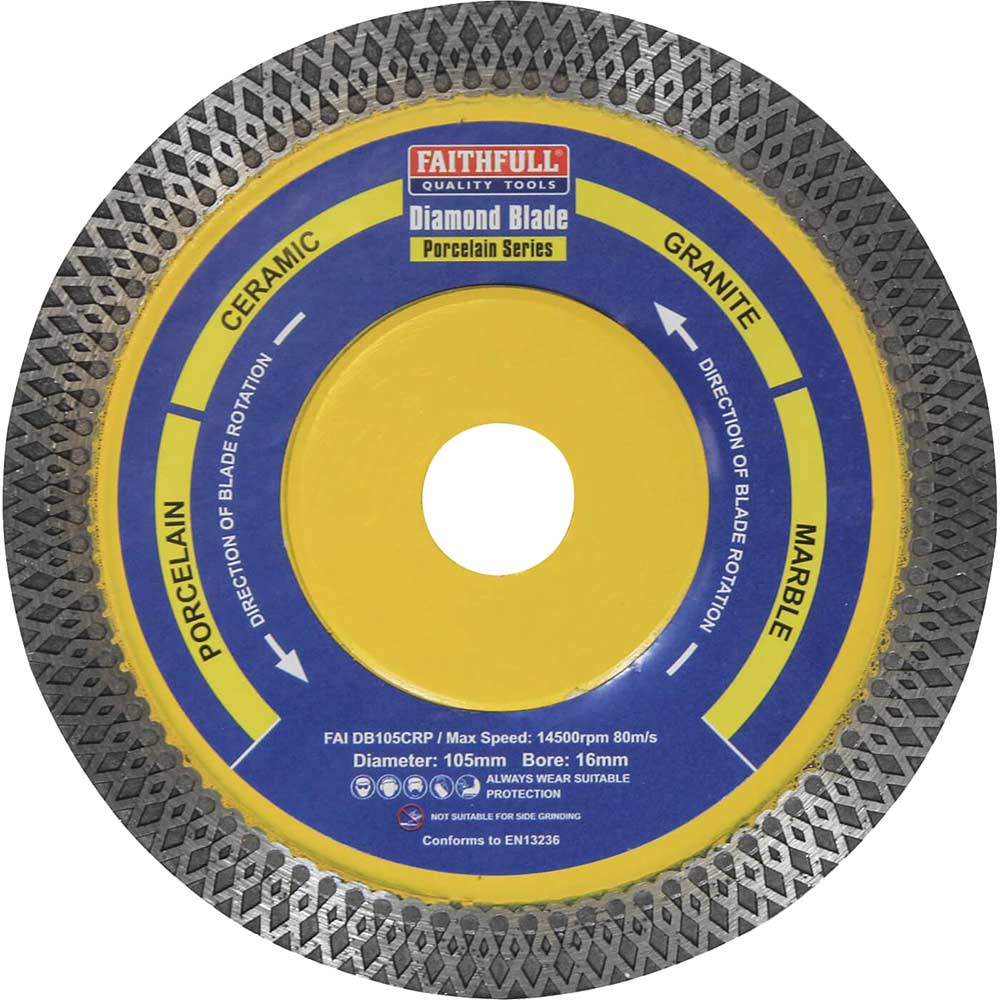 Faithfull Porcelain Tile Diamond Cutting Disc 105mm 16mm