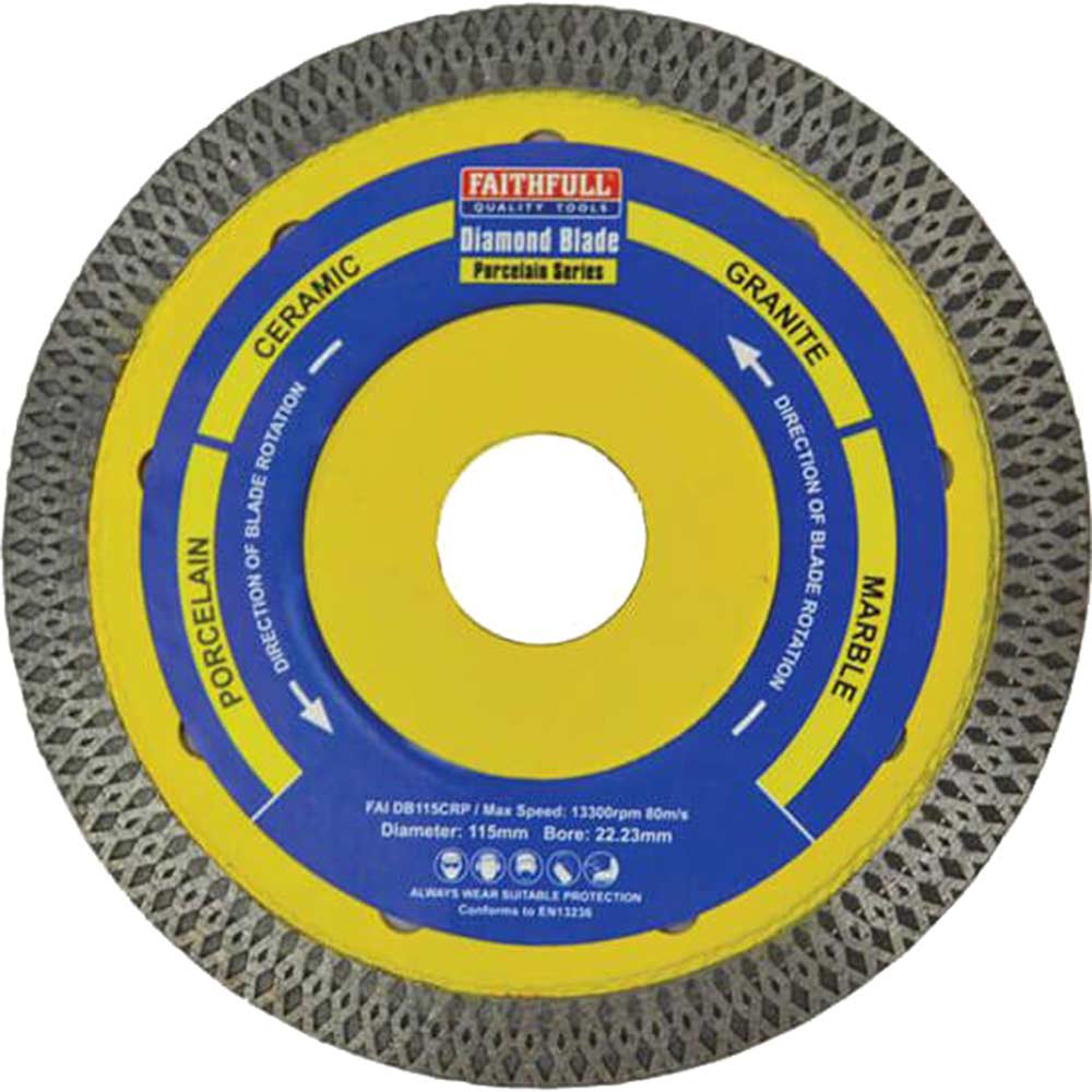 Faithfull Porcelain Tile Diamond Cutting Disc 115mm 22mm