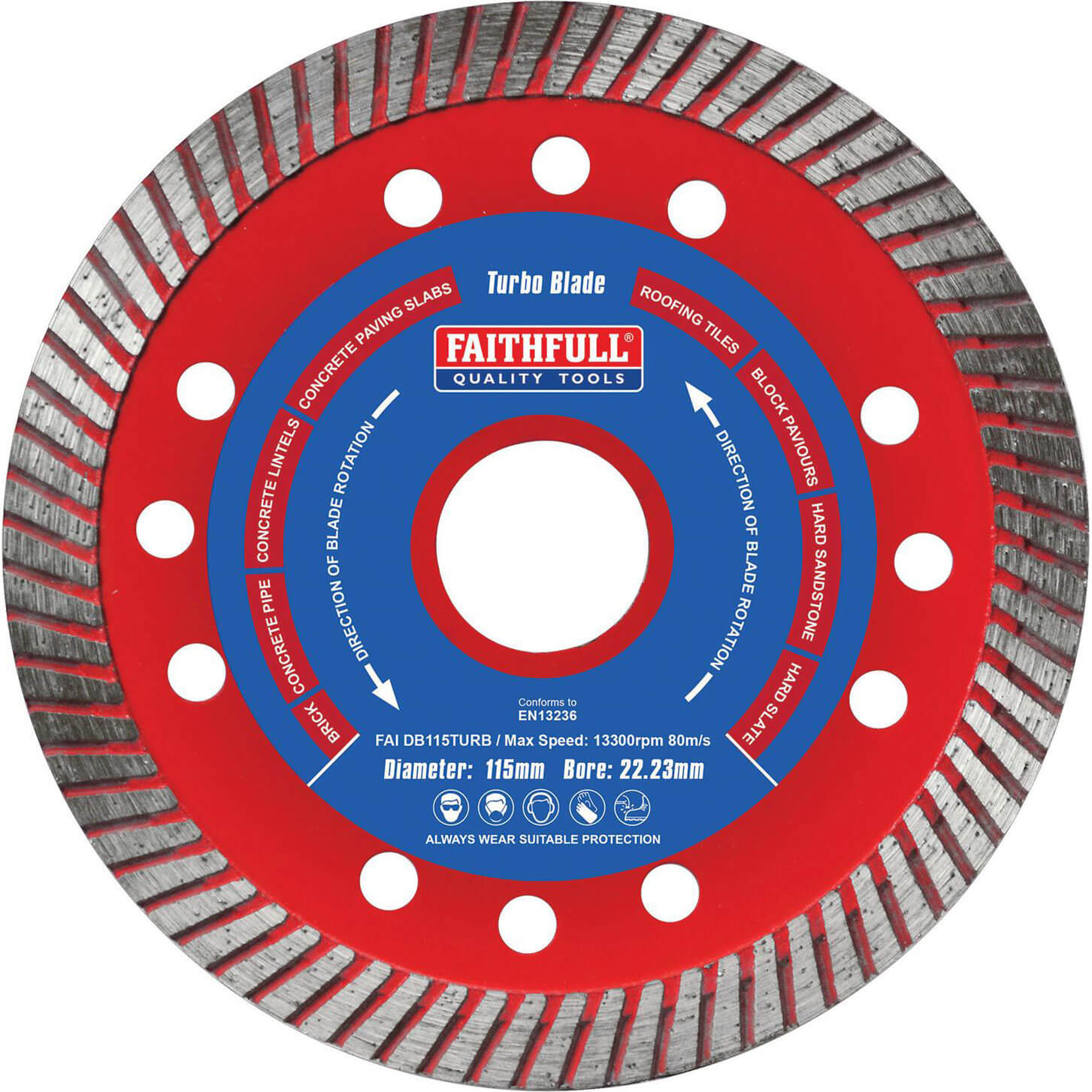 Image of Faithfull Turbo Cut Diamond Cutting Disc 115mm
