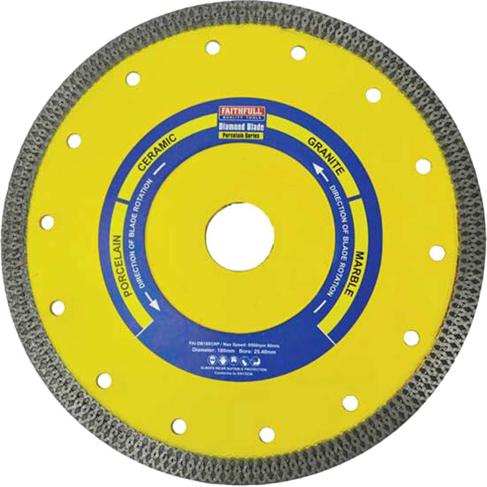 Faithfull Porcelain Tile Diamond Cutting Disc 180mm 25.4mm