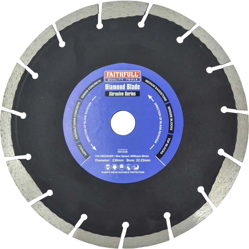 Faithfull Diamond Cutting Disc for Abrasive Materials 230mm 22mm