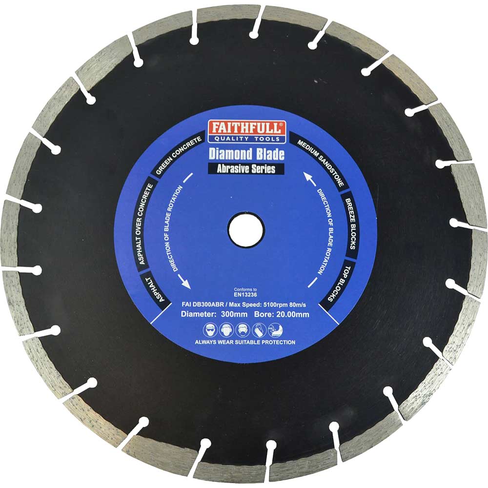 Faithfull Diamond Cutting Disc for Abrasive Materials 300mm 20mm