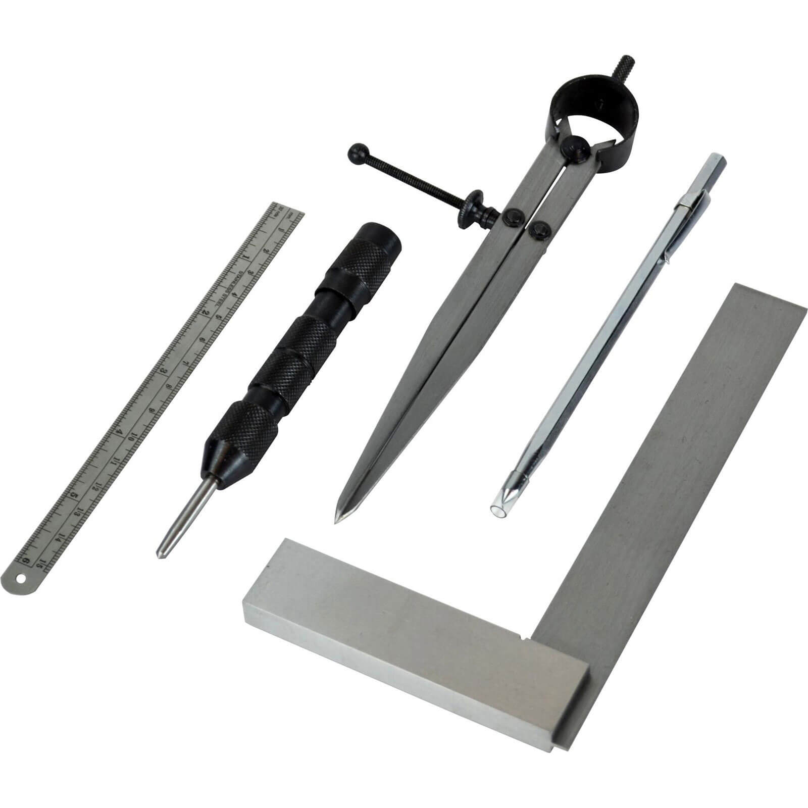 Image of Faithfull 5 Piece Stainless Steel Marking and Measuring Set
