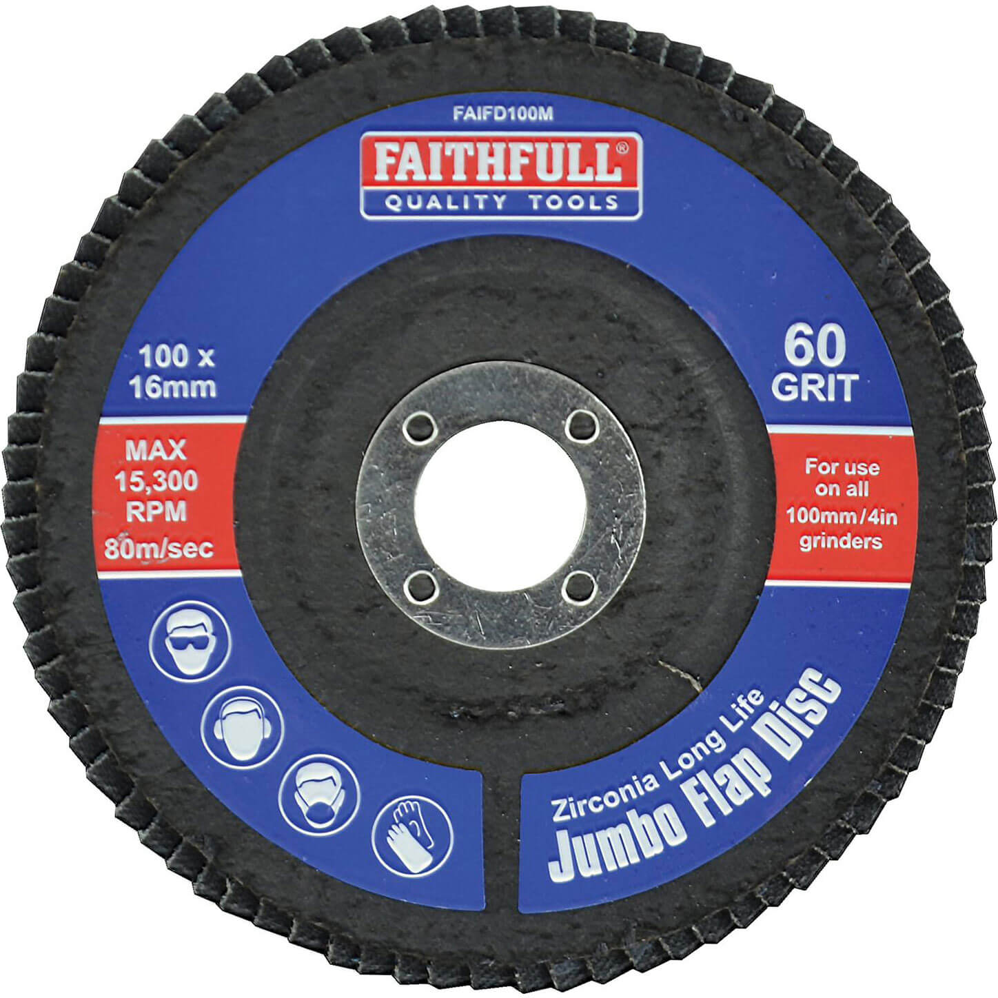 Image of Faithfull Zirconium Abrasive Flap Disc 100mm Medium