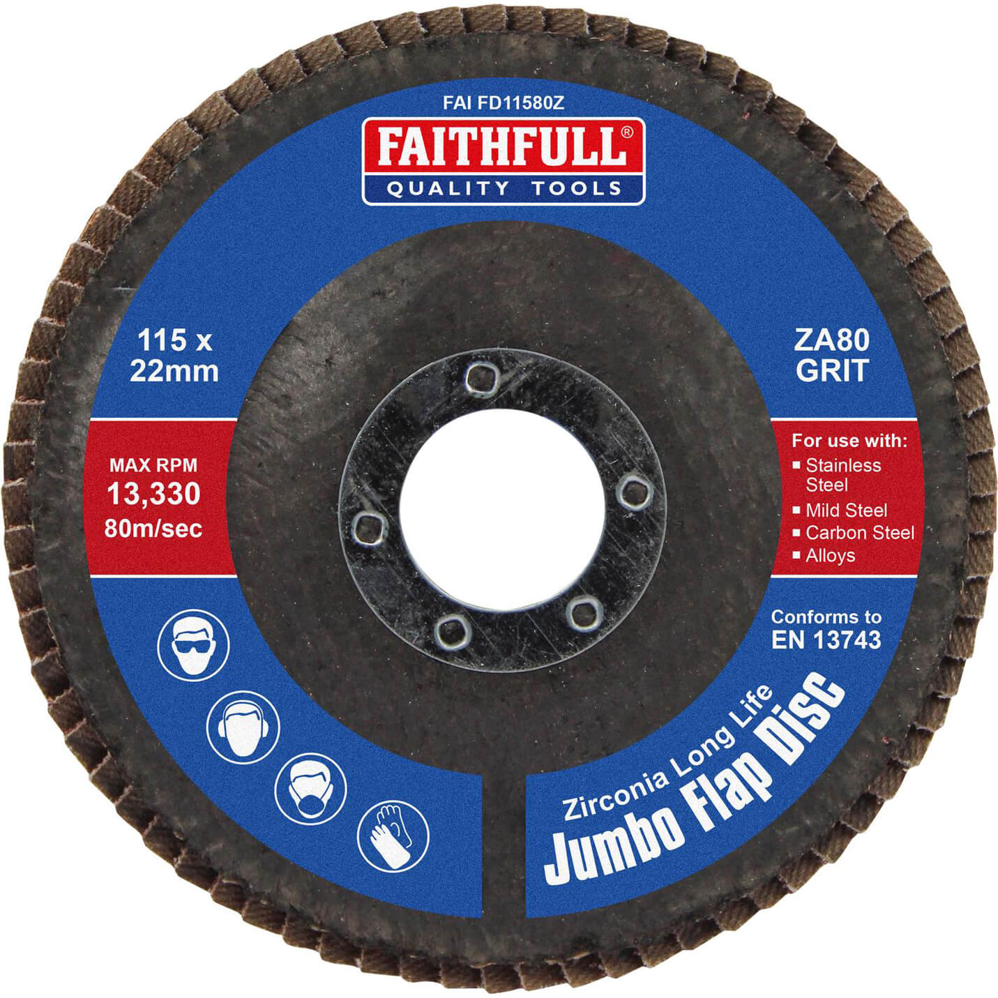 Photos - Cutting Disc Faithfull Zirconia Abrasive Jumbo Flap Disc 115mm 80g Pack of 1 FAIFD11580 