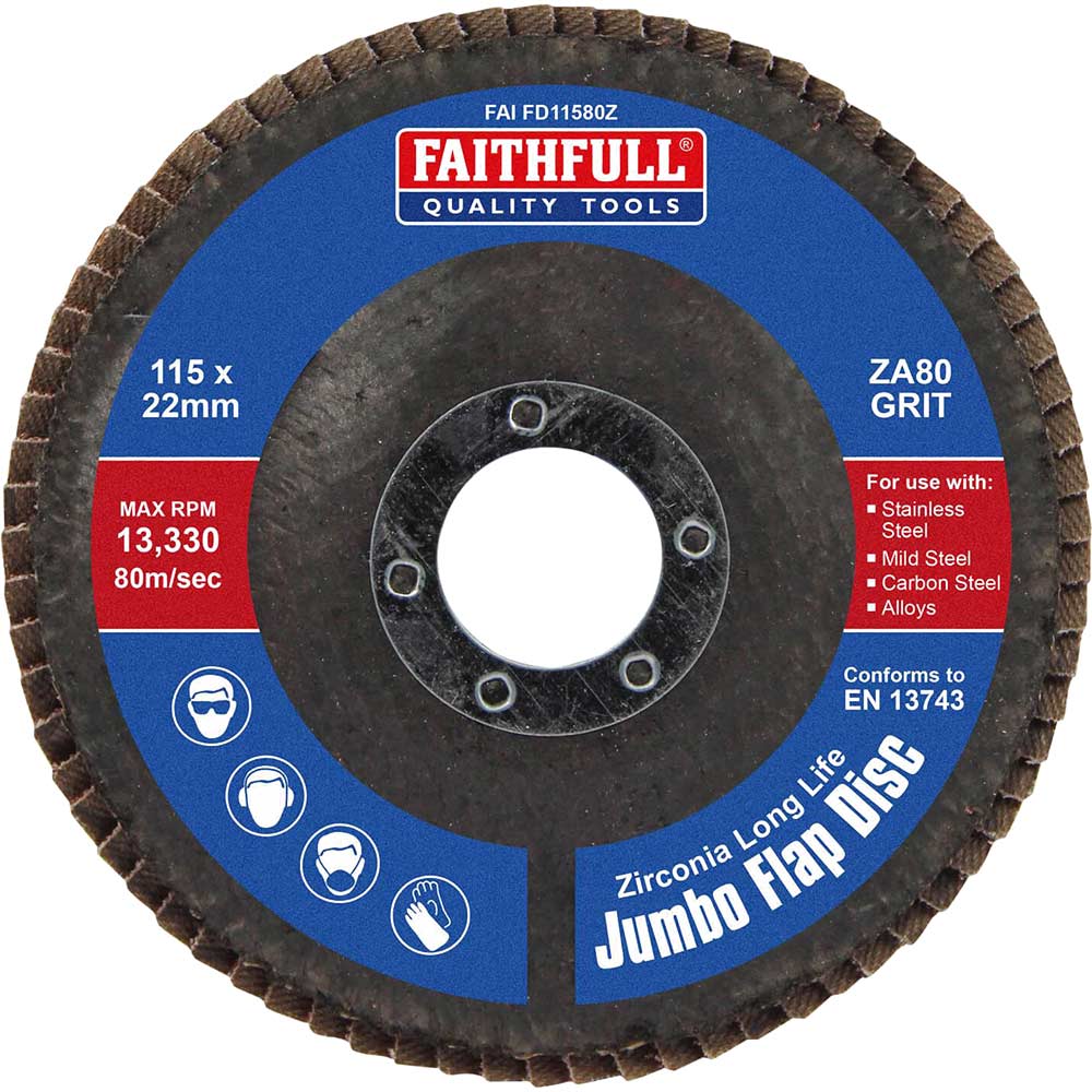 Photos - Cutting Disc Faithfull Zirconia Abrasive Jumbo Flap Disc 115mm 80g Pack of 1 FAIFD11580 