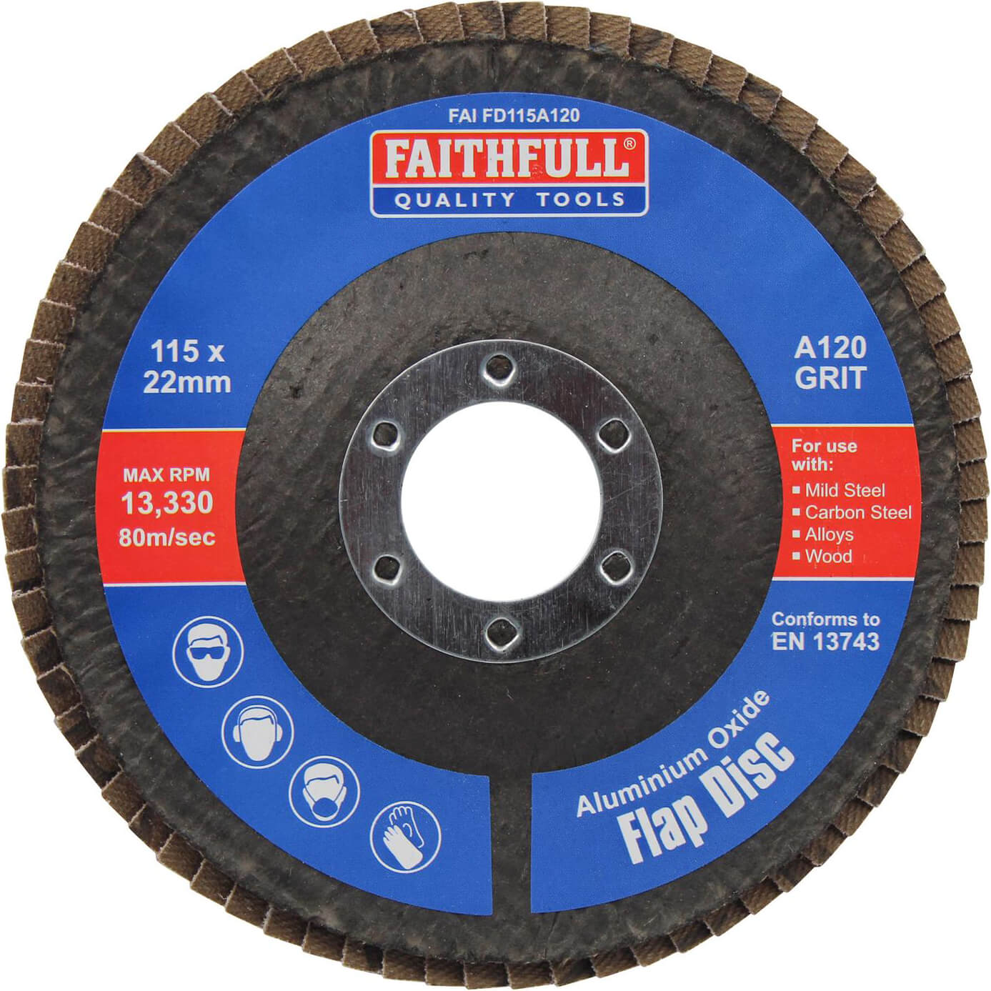 Photos - Cutting Disc Faithfull Aluminium Oxide Abrasive Flap Disc 115mm 120g Pack of 1 FAIFD115 