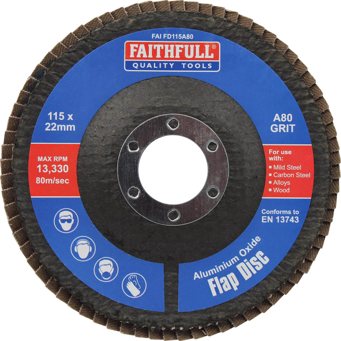 Photos - Cutting Disc Faithfull Aluminium Oxide Abrasive Flap Disc 115mm 80g Pack of 1 FAIFD115A 