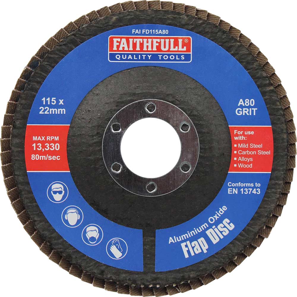 Photos - Cutting Disc Faithfull Aluminium Oxide Abrasive Flap Disc 115mm 80g Pack of 1 FAIFD115A 