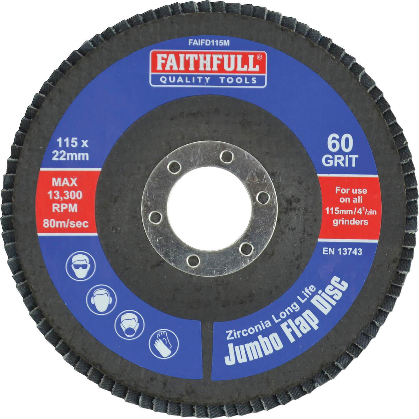 Image of Faithfull Zirconium Abrasive Flap Disc 115mm Medium