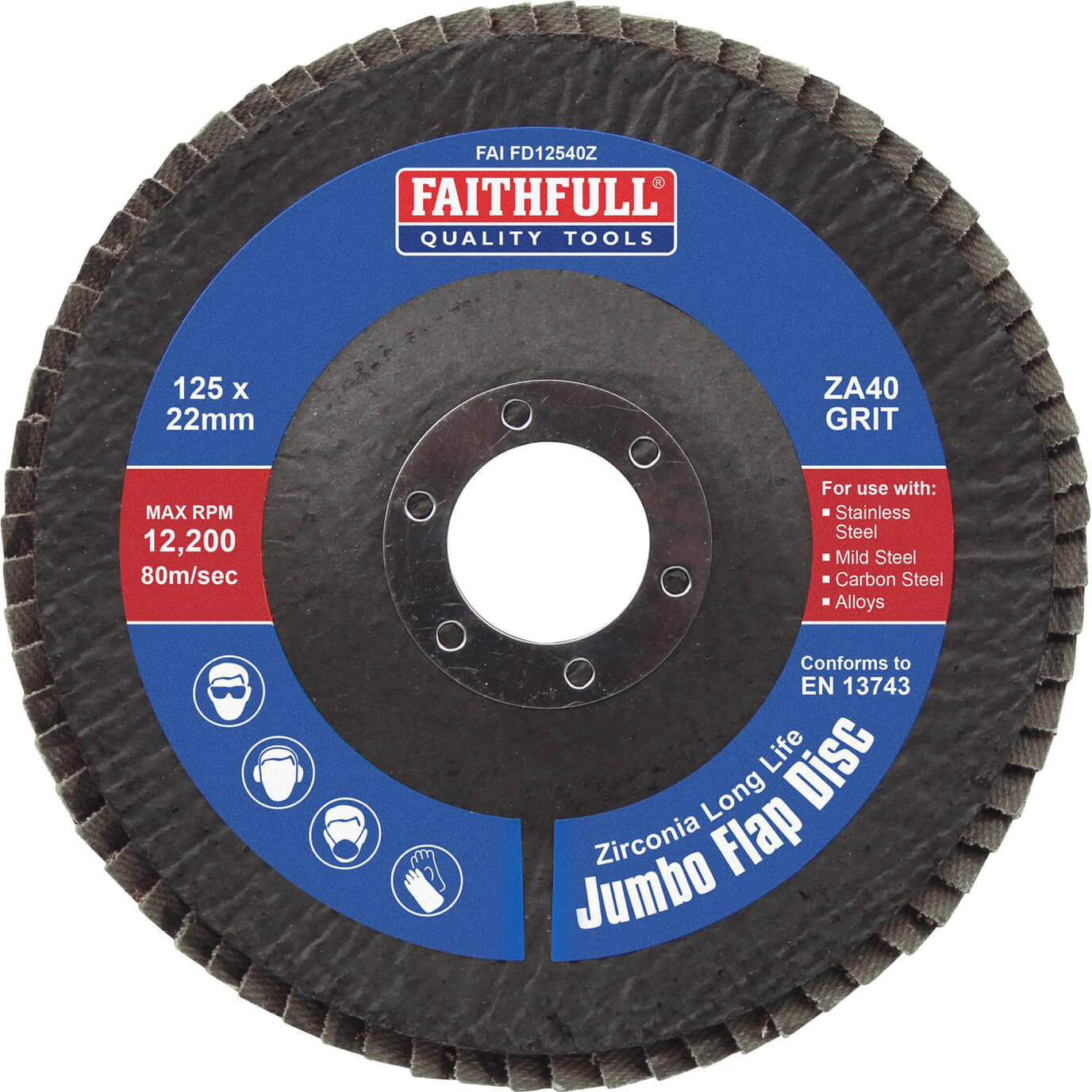 Photos - Cutting Disc Faithfull Zirconia Abrasive Jumbo Flap Disc 125mm 40g Pack of 1 FAIFD12540 