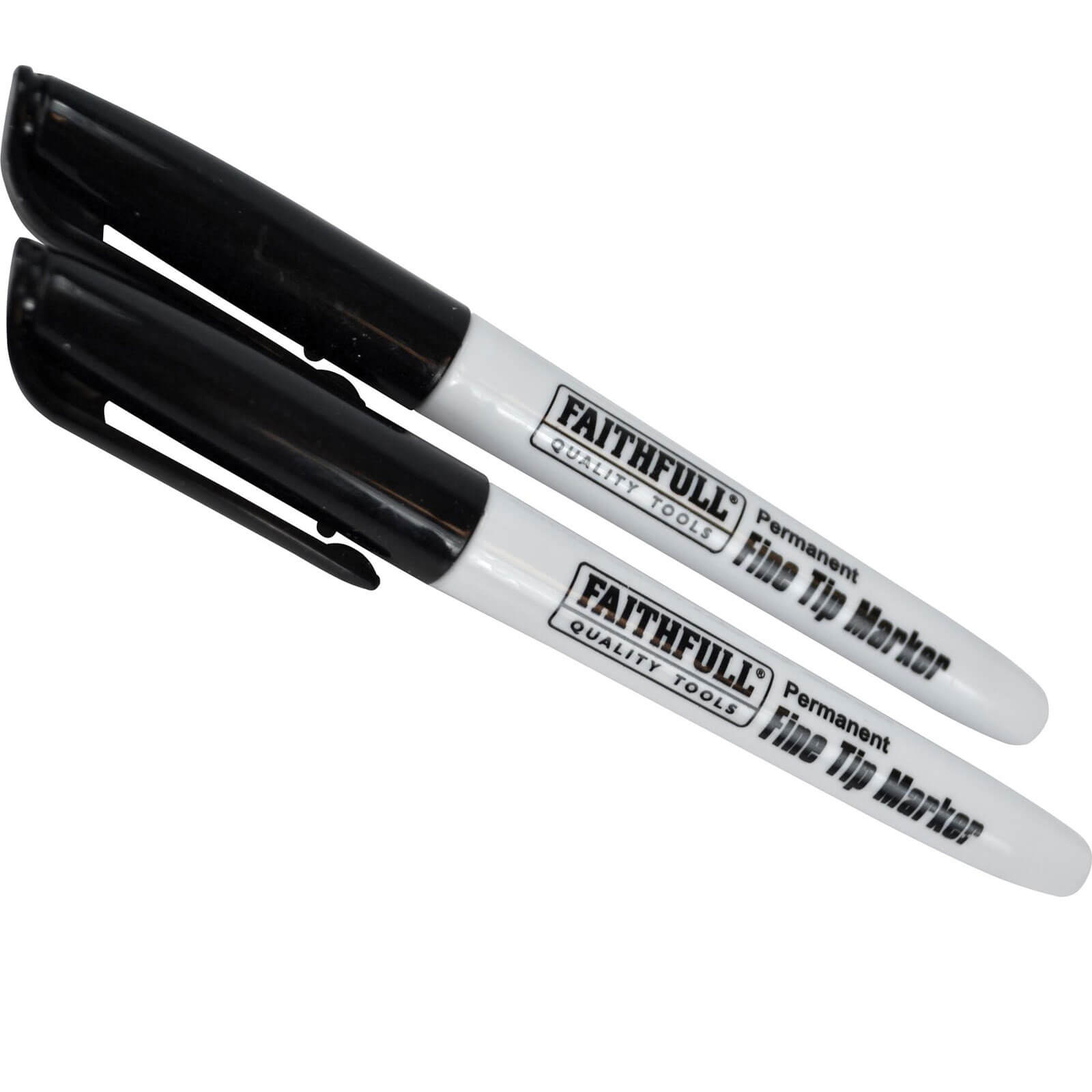 Image of Faithfull Fine Tip Permanent Marker Pen Black Pack of 2