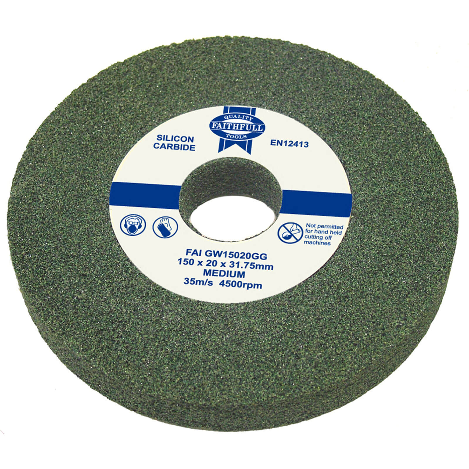 Image of Faithfull Green Silicone Carbide Grinding Wheel 150mm 16mm Fine