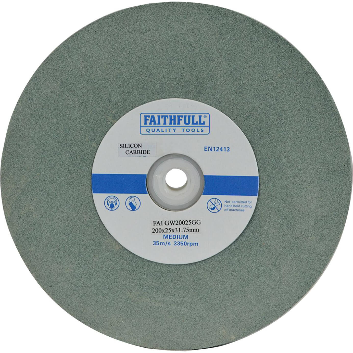 Image of Faithfull Green Silicone Carbide Grinding Wheel 200mm 25mm Fine