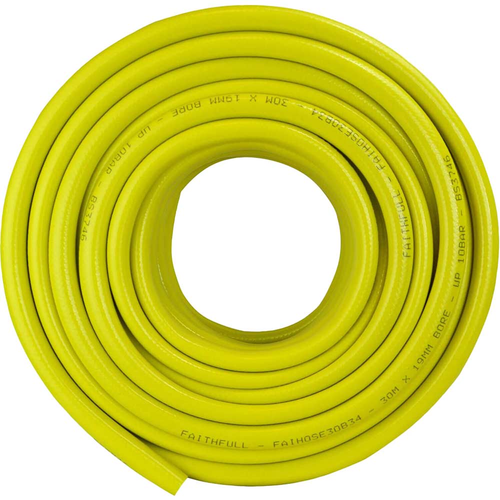 Image of Faithfull Heavy Duty Reinforced Builders Hose 3/4" / 19mm 30m Yellow