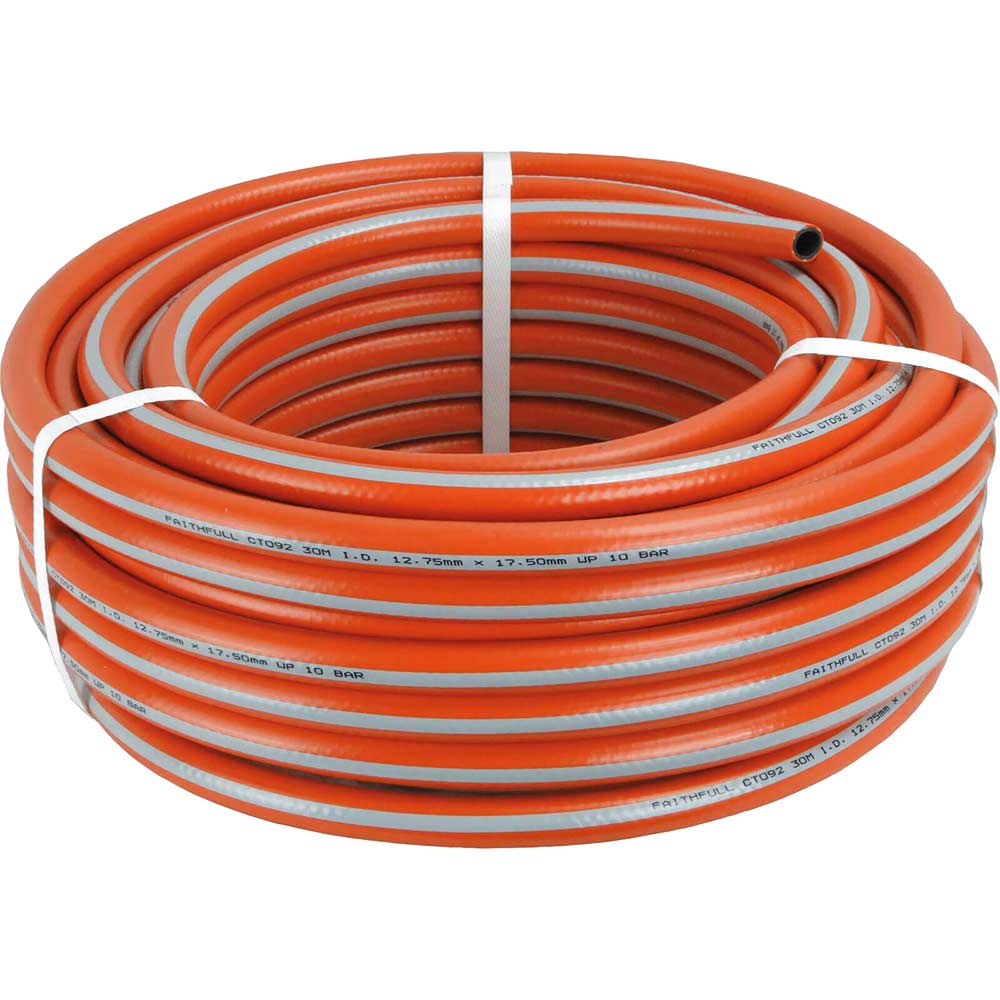 Image of Faithfull Prestige Heavy Duty Garden Hose Pipe 1/2" / 12.5mm 30m Grey & Orange