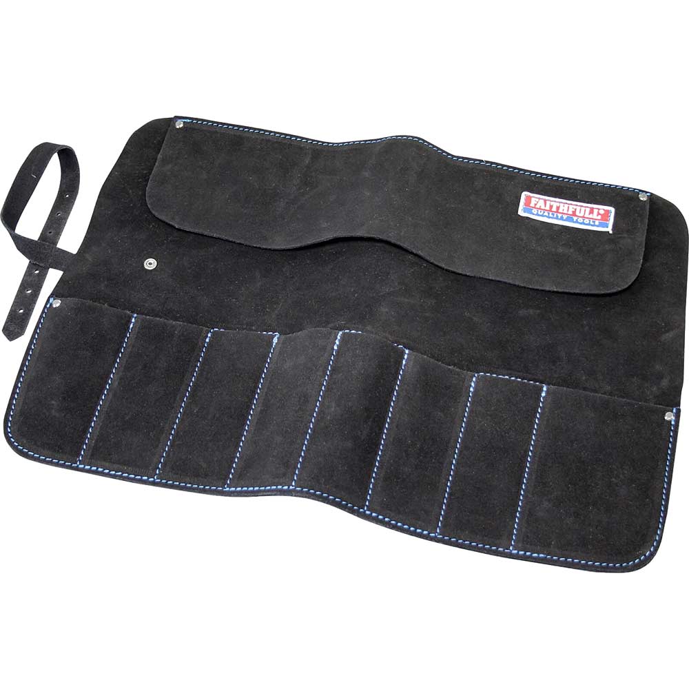 Image of Faithfull 8 Pocket Leather Chisel Roll
