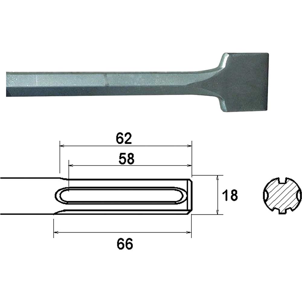 Photos - Drill Bit Faithfull SDS Max Straight Scaling Chisel 300mm 75mm FAIMAXSC75 