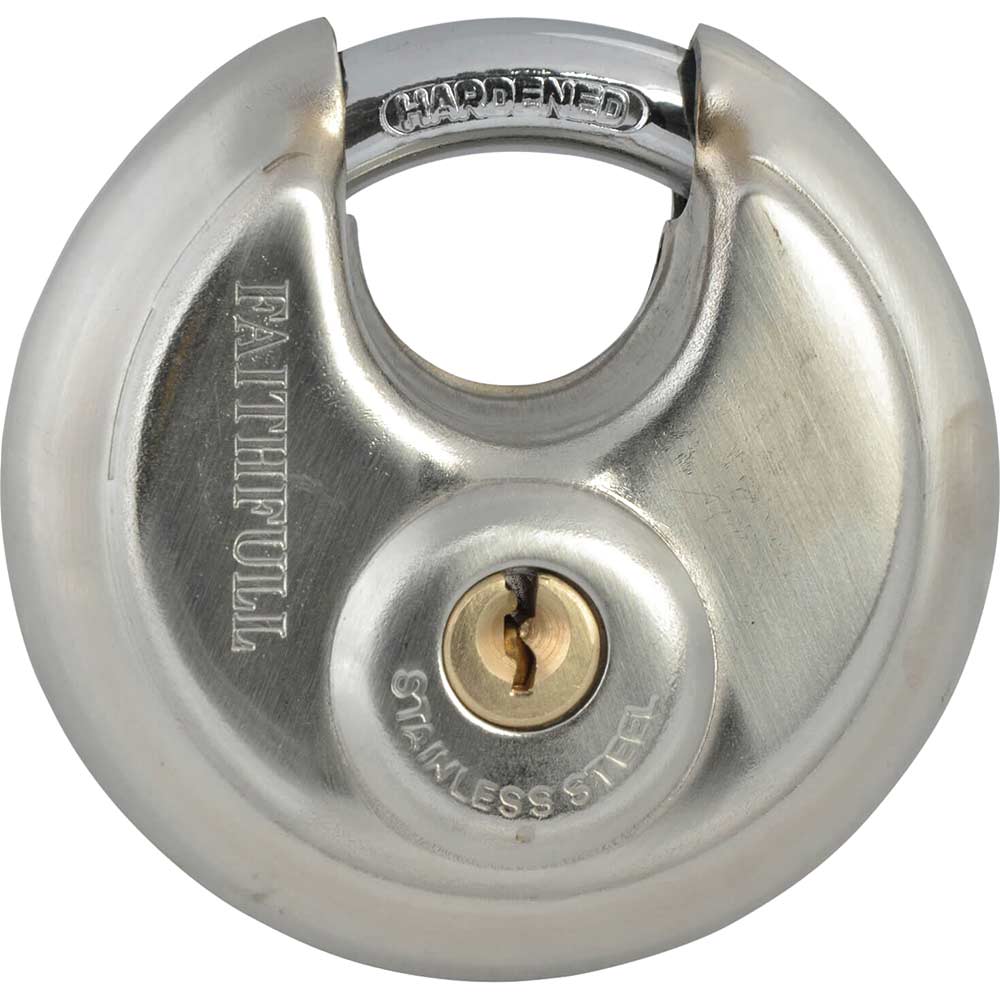 Faithfull Stainless Steel Discus Padlock 70mm Standard