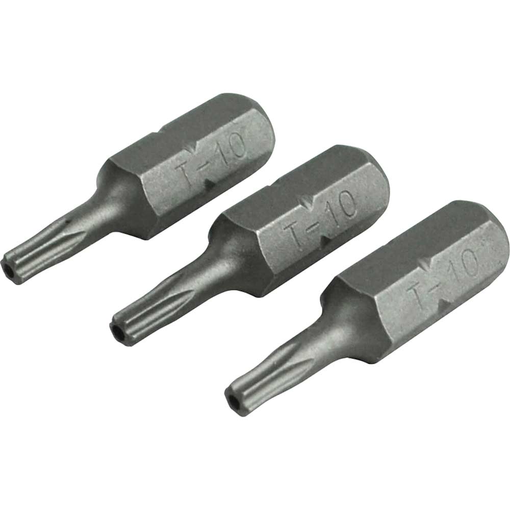 Image of Faithfull S2 Security Torx Screwdriver Bits T10 25mm Pack of 3