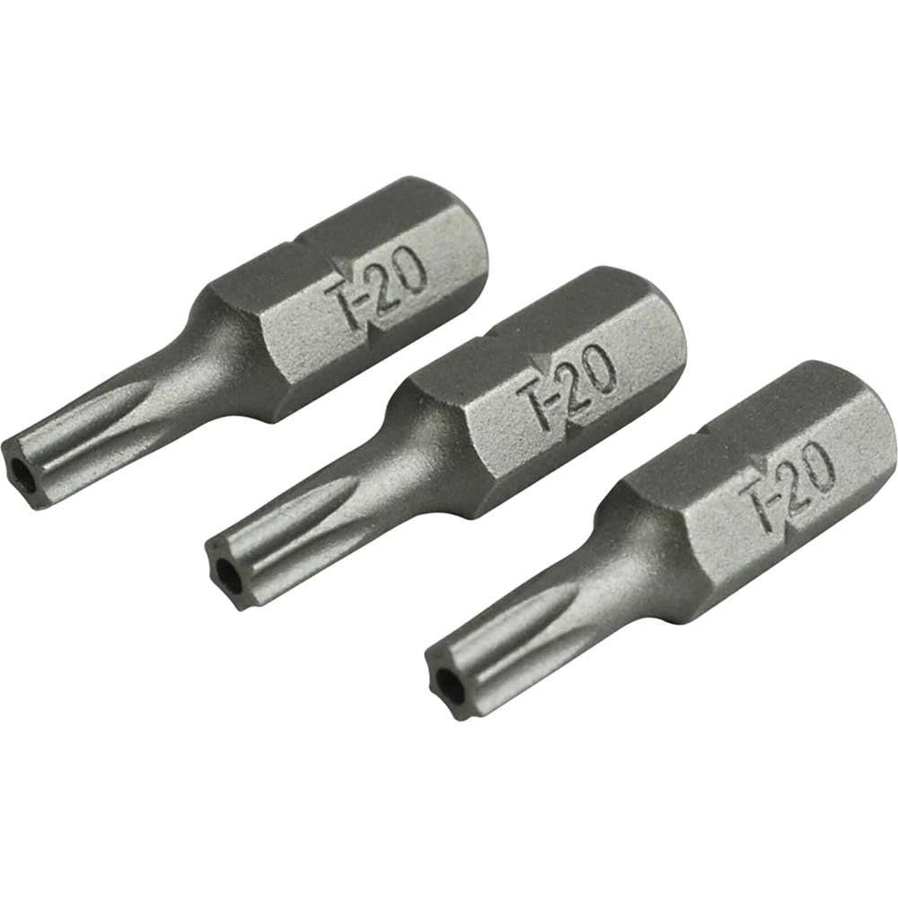 Faithfull S2 Security Torx Screwdriver Bits T20 25mm Pack of 3