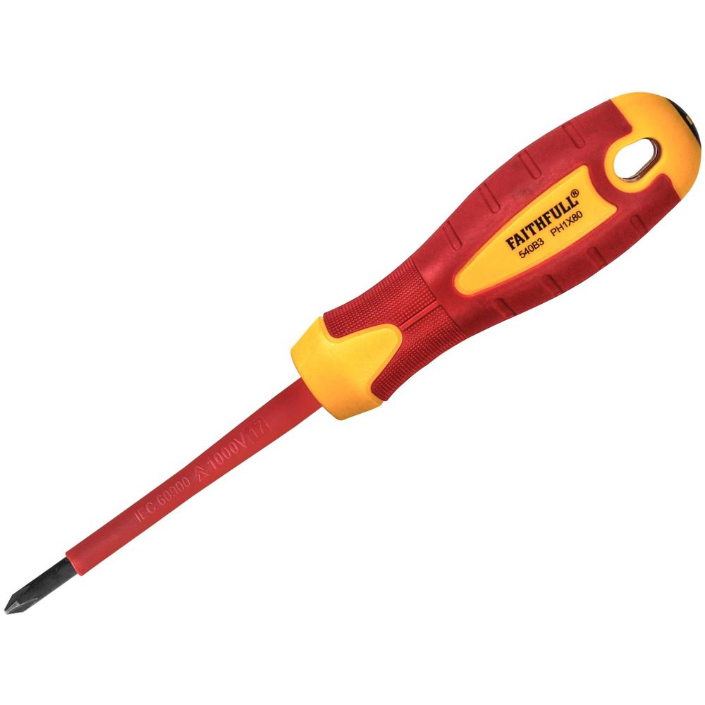 Faithfull VDE Insulated Phillips Screwdriver PH1 80mm