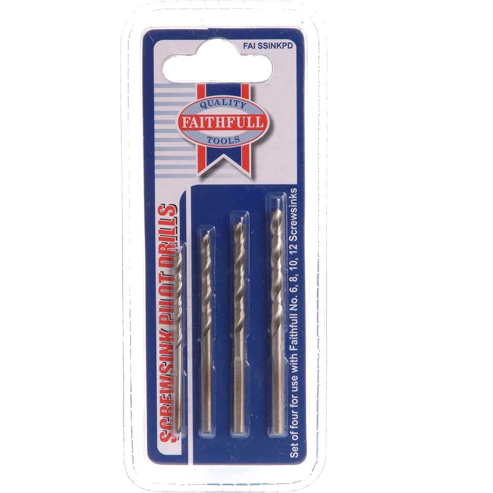 Image of Faithfull Pilot Drill Set for Screwsinks Pack of 4