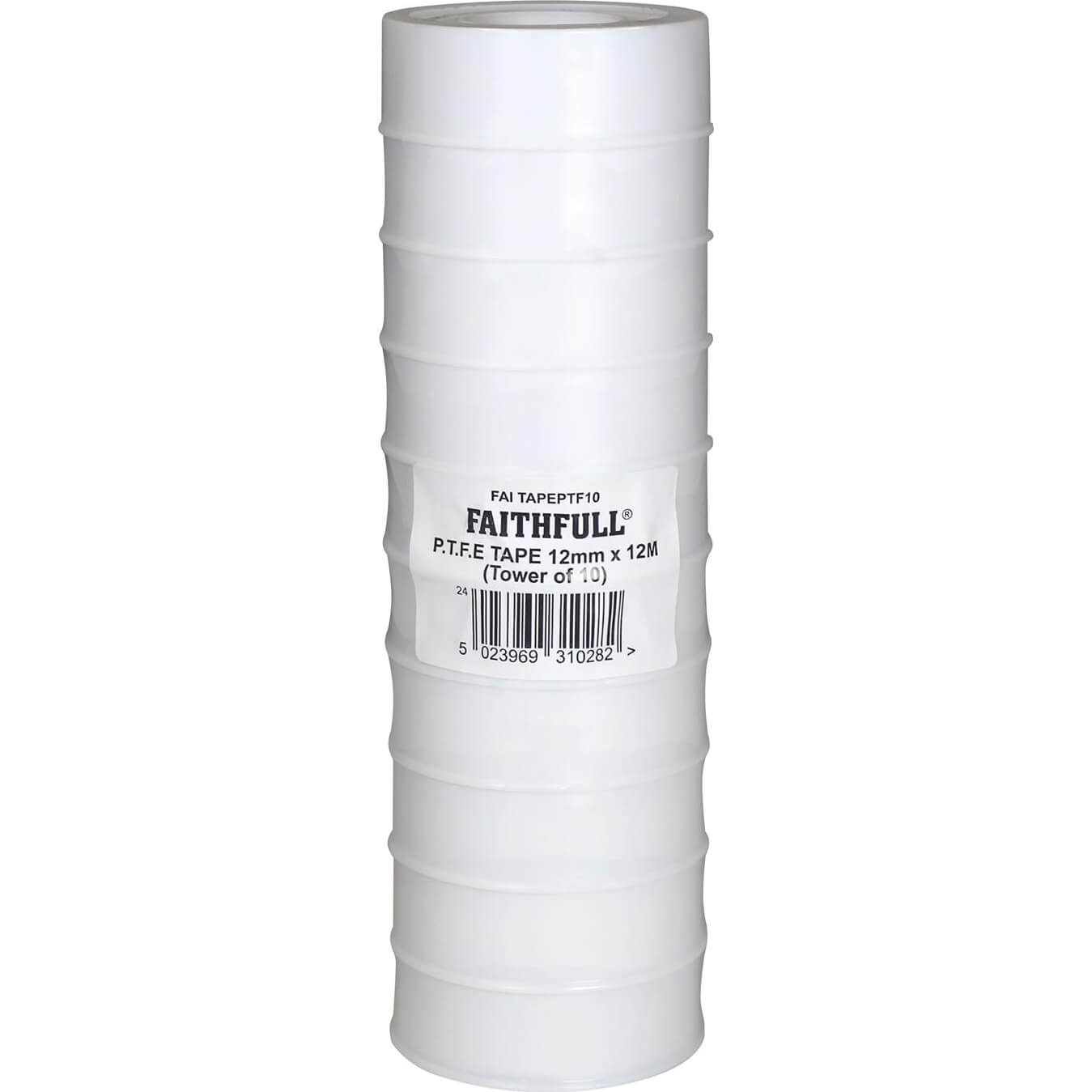 Image of Faithfull PTFE Tape Pack of 10 White 12mm 12m