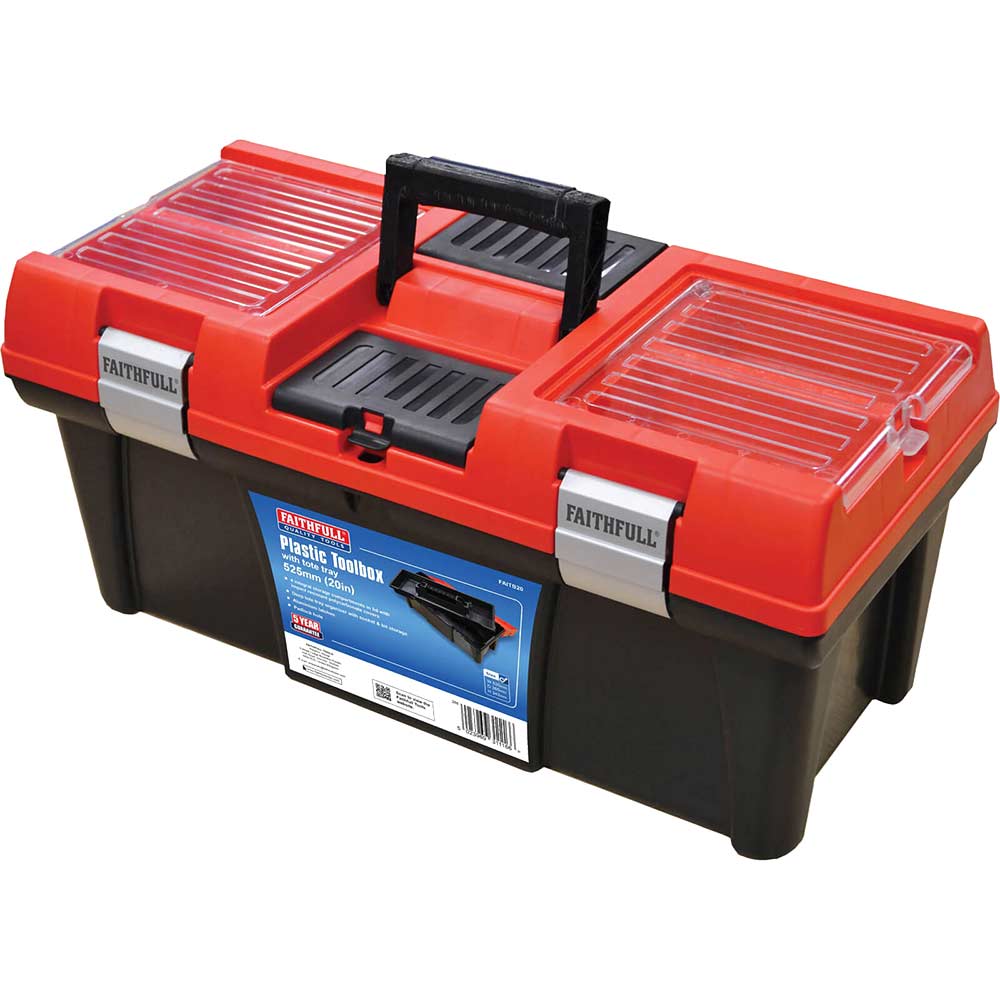 Faithfull Plastic Tool Box and Tote Tray 520mm