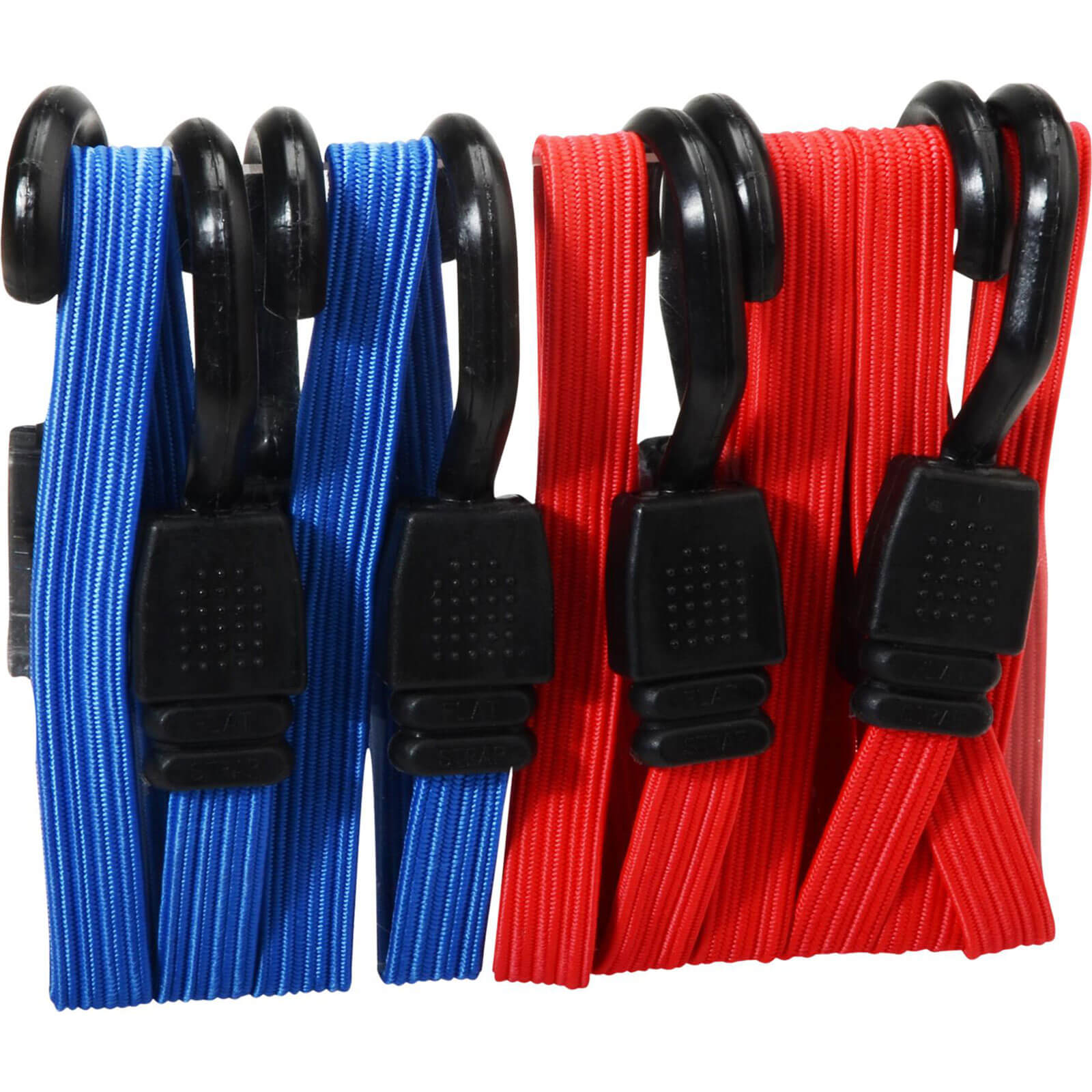 Set of 4 Blue/Red Faithfull Flat Style Bungee Cords 