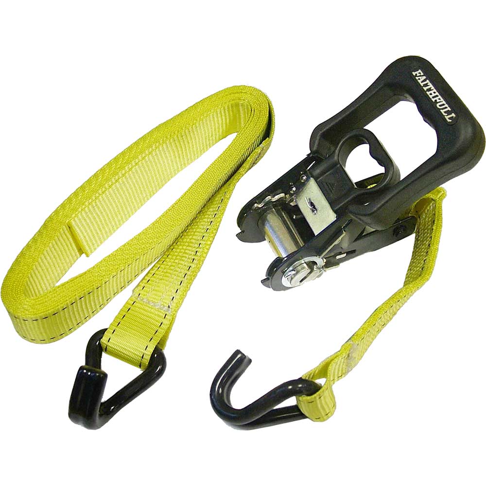 Faithfull 2 Piece Ratchet Tie Down J Hook Strap Set 32mm 5m 660kg
