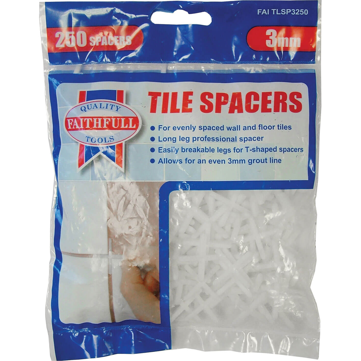 Image of Faithfull Wall Tile Spacers 3mm Pack of 250
