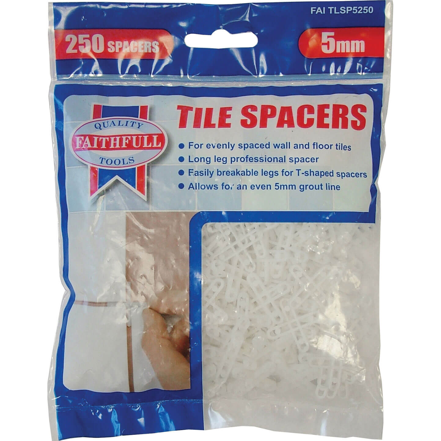 Image of Faithfull Wall Tile Spacers 5mm Pack of 250