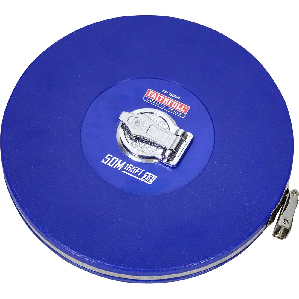 Faithfull Rounded Long Fibreglass Tape Measure Imperial & Metric 165ft / 50m 13mm