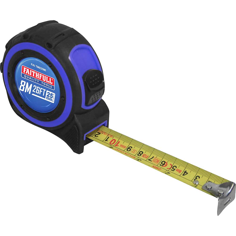 Photos - Tape Measure and Surveyor Tape Faithfull Trade Tape Measure Imperial & Metric 26ft / 8m 25mm TM825MI 