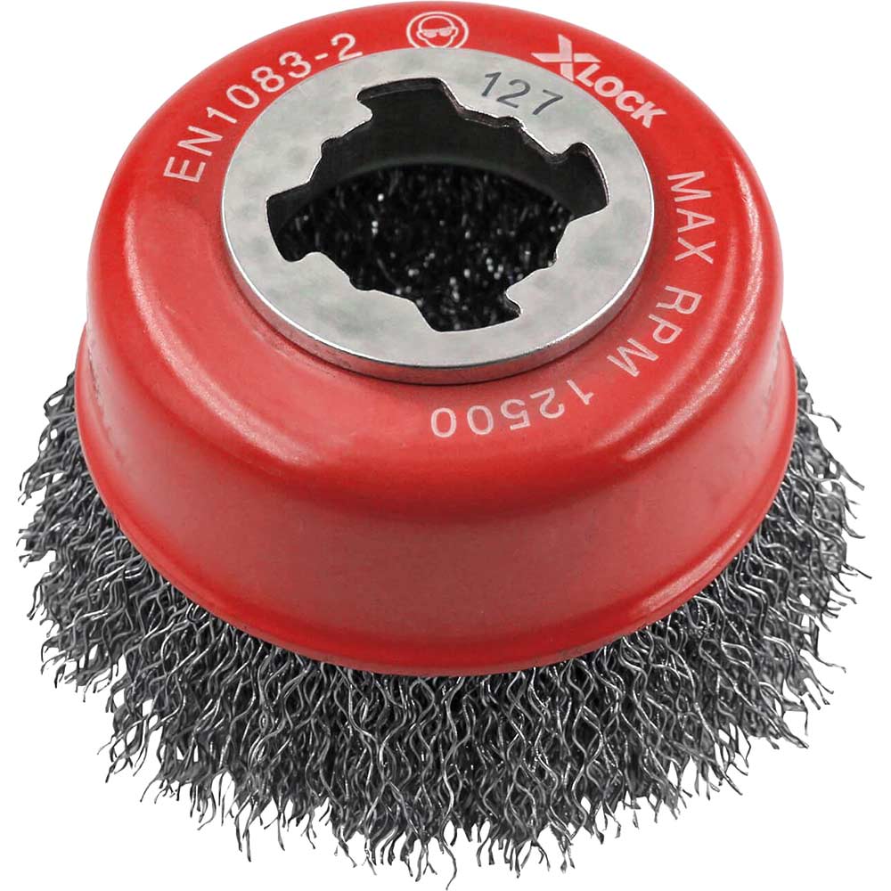 Faithfull X Lock Crimped 0.3mm Steel Wire Cup Brush 75mm X-Lock