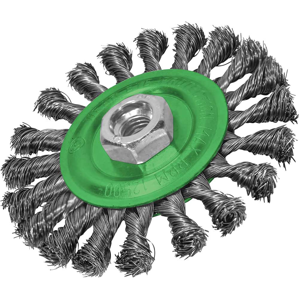 Faithfull Flat Twist Knot 0.35mm Stainless Steel Wire Brush 115mm M14 Thread